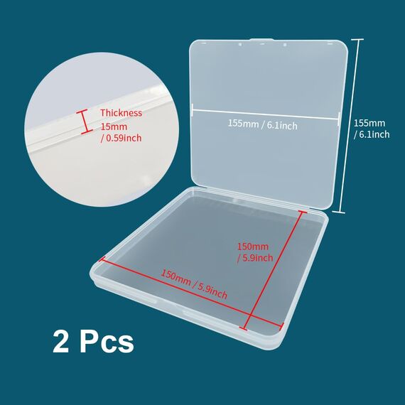 WYAN 4 Stück Aufbewahrungsboxen, klare Kunststoffperlen Aufbewahrungsbehälter Box, rechteckige Perlenhalter Kunststoffkisten,für die Speicherung von Elementen(15.5 * 15.5 * 1.4 cm)