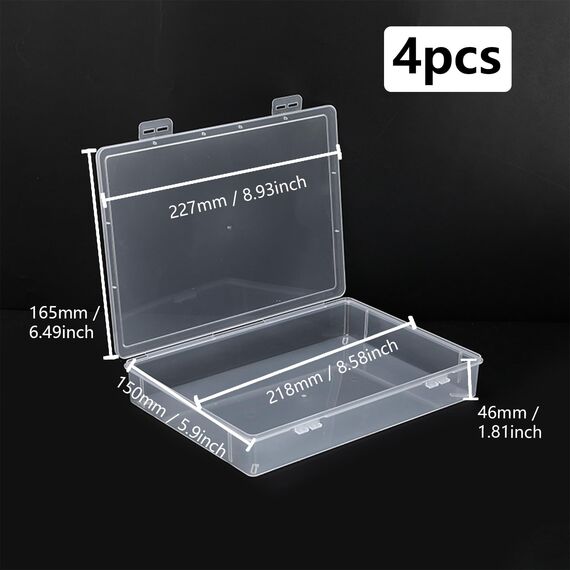 WYAN 4pcs A5 Aufbewahrungsbox mit Deckel, Aufbewahrungsbox, Plastikbox mit Deckel, für Haus, Büro, Schule zur Aufbewahrung von Akten, Zeitschriften, Schmuck, Kleinen Gegenständen, Kleinteilen