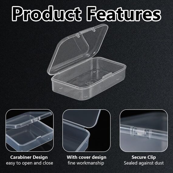 WYAN 32 Stück Transparent Klein Plastikboxen, Aufbewahrungsbehälter aus Kunststoff mit Deckel, Rechteckige leere Mini-Aufbewahrungsbox für kleinteile, perlen, Ringe, Ohrringe, Schrauben(55*41*20mm)