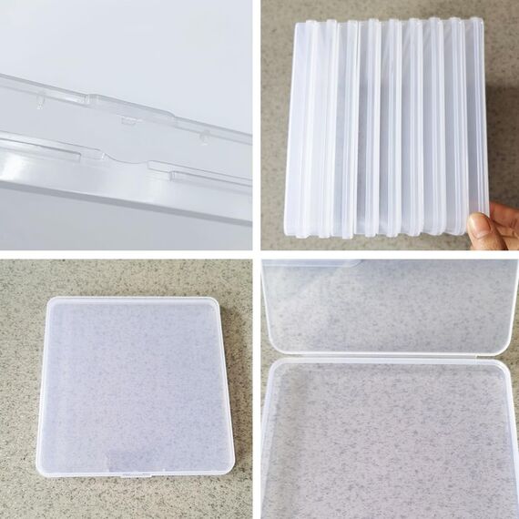 WYAN 4 Stück Aufbewahrungsboxen, klare Kunststoffperlen Aufbewahrungsbehälter Box, rechteckige Perlenhalter Kunststoffkisten,für die Speicherung von Elementen(15.5 * 15.5 * 1.4 cm)