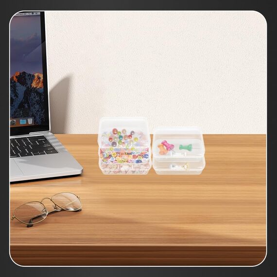 WYAN 12 Stück Großer Rechteckiger Kunststoff Aufbewahrungsboxbehälteren,Kleine Aufbewahrungsboxen,Transparenter Aufbewahrungsorganisator,zur aufbewahrung von schmuck, kunsthandwerk und kleinteilen