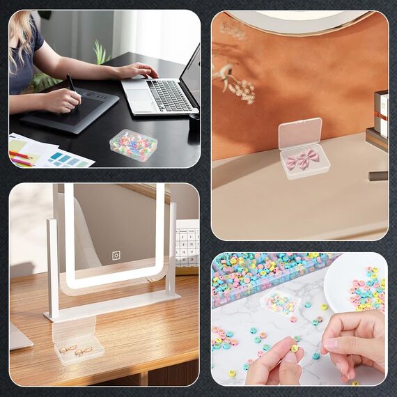 WYAN 18 Stück Transparent Klein Plastikboxen, Aufbewahrungsbehälter aus Kunststoff mit Deckel, Rechteckige leere Mini-Aufbewahrungsbox für kleinteile, perlen, Ringe, Ohrringe, Schrauben(75*51*20mm)