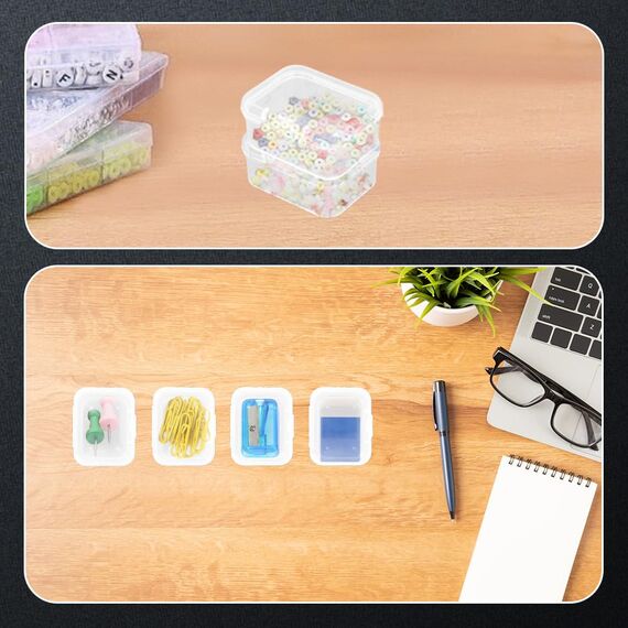 WYAN 32 Stück Transparent Klein Plastikboxen, Aufbewahrungsbehälter aus Kunststoff mit Deckel, Rechteckige leere Mini-Aufbewahrungsbox für kleinteile, perlen, Ringe, Ohrringe, Schrauben(45*34*20mm)