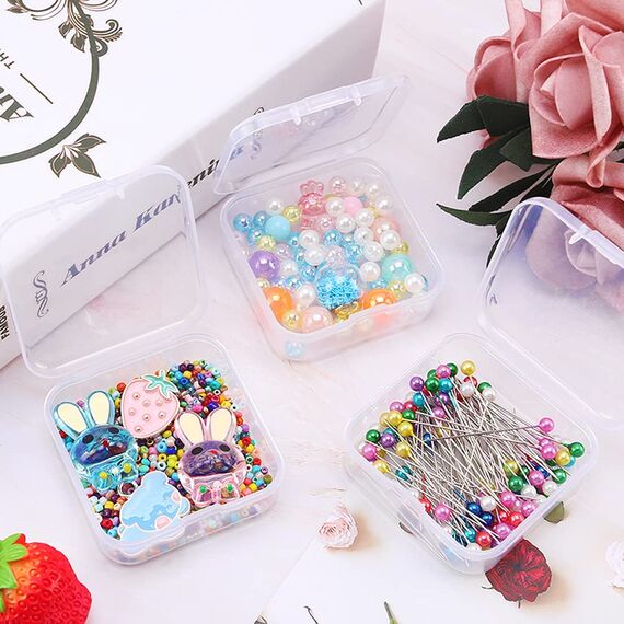 WYAN 12 Stück Aufbewahrungsbehälter aus Kunststoff mit Deckel, für Kleinteile,kleine Perlen,und andere Bastelzubehör(5.5 x 5.5cm)