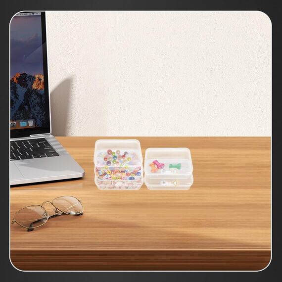 WYAN 18 Stück Großer Rechteckiger Kunststoff Aufbewahrungsboxbehälteren,Kleine Aufbewahrungsboxen,Transparenter Aufbewahrungsorganisator,zur aufbewahrung von schmuck, kunsthandwerk und kleinteilen