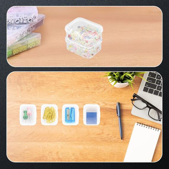 WYAN 32 Stück Transparent Klein Plastikboxen, Aufbewahrungsbehälter aus Kunststoff mit Deckel, Rechteckige leere Mini-Aufbewahrungsbox für kleinteile, perlen, Ringe, Ohrringe, Schrauben(55*41*20mm)