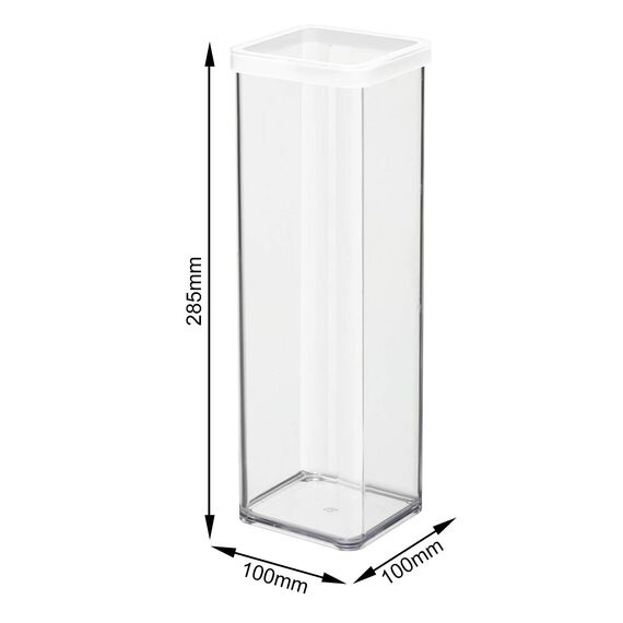 Rotho Loft quadratische Vorratsdose 2l mit Deckel und Dichtung, Kunststoff (SAN) BPA-frei, transparent/weiss, 2l (10.0 x 10.0 x 28.5 cm)