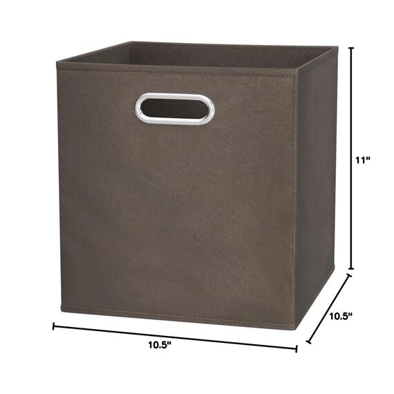 Amazon Basics Aufbewahrungswürfel aus Stoff, faltbar, mit ovalen Ösen, 6er-Pack, Taupe