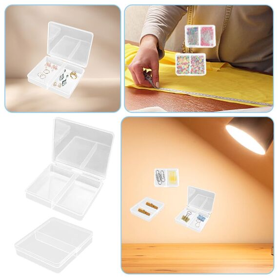 WYAN 12 Stück Transparent Klein Plastikboxen, Aufbewahrungsbehälter aus Kunststoff mit Deckel, Rechteckige leere Mini-Aufbewahrungsbox für kleinteile, perlen, Ringe, Schrauben (6.7 * 5.7 * 1.2cm)