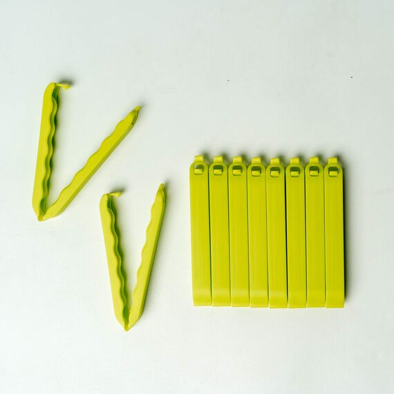 Rotho, Onda zestaw 10 klipsów zamykających do dużych torebek, tworzywo sztuczne (PP) BPA, rożne colory, 14,0 x 11,5 x 1,5 cm