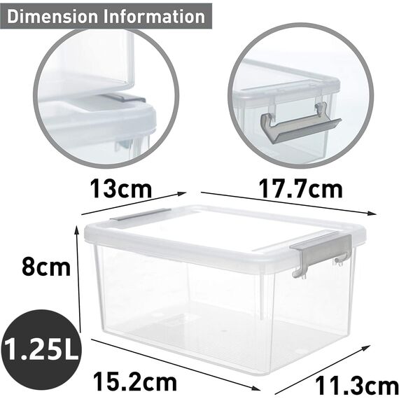 Citylife 10er-Set 1.25L Aufbewahrungsbox mit Deckel Klein, Stapelbar Transparente Griff Clips Kleinteile Kiste Elastisch, Robust Plastik Boxen für Bastelsachen gekauft, 17.7 x 13 x 8.2cm