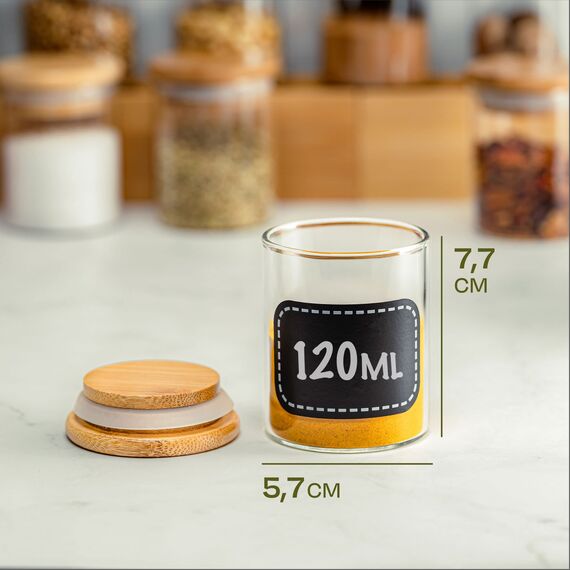 Praknu Gewürzgläser 120ml - 10er Set Gewürzdosen Organizer mit Gewürzetiketten - Luftdicht - Spülmaschinenfest -Küchenorganisation - für Gewürze, Kräuter & Tee