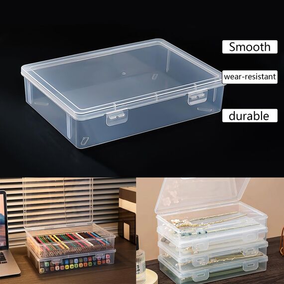 WYAN 4pcs A5 Aufbewahrungsbox mit Deckel, Aufbewahrungsbox, Plastikbox mit Deckel, für Haus, Büro, Schule zur Aufbewahrung von Akten, Zeitschriften, Schmuck, Kleinen Gegenständen, Kleinteilen