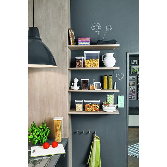 Rotho Loft 5er-Set Vorratsdosen mit Deckel verschiedene Größen, lebensmittelechter Kunststoff (PP) BPA-frei, 2 x 2.1l, 1 x 1.0l, 2 x 0.5l (30.0 x 21.0 x 15.0 cm) (transparent/weiss)