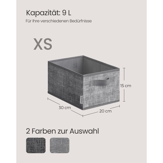 SONGMICS Aufbewahrungsbox 3er Set, zusammenklappbar, Stoffboxen aufbewahren, 30 x 20 x 15 cm, für Kleiderschrank, 2 Griffe, Etikette, für Schlafzimmer Wohnzimmer, schilfgrau ROB415G01