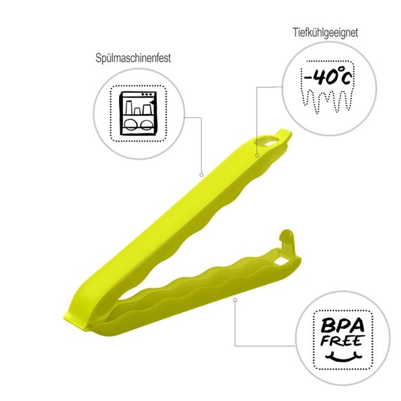Rotho, Onda zestaw 10 klipsów zamykających do dużych torebek, tworzywo sztuczne (PP) BPA, rożne colory, 14,0 x 11,5 x 1,5 cm