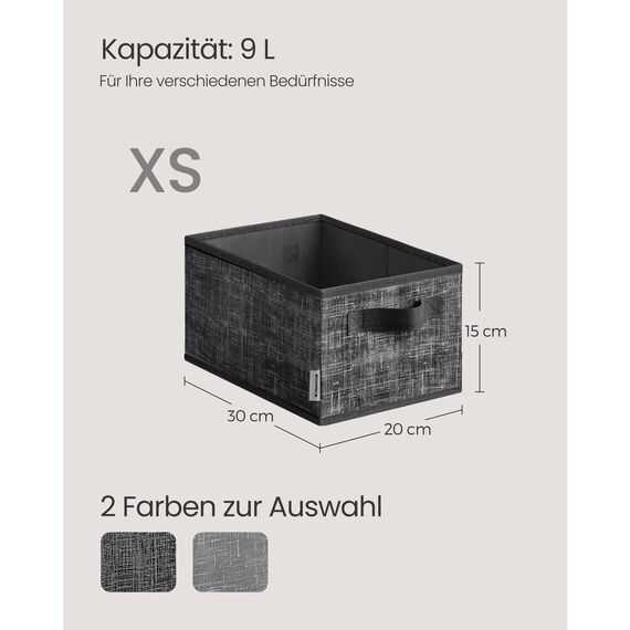 SONGMICS Aufbewahrungsbox 3er Set, zusammenklappbar, Stoffboxen aufbewahren, 30 x 20 x 15 cm, für Kleiderschrank, 2 Griffe, Etikette, für Schlafzimmer Wohnzimmer, tintenschwarz ROB415B01