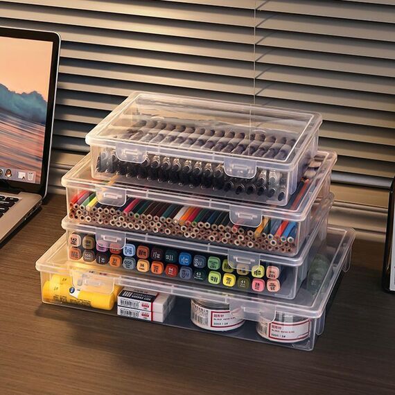 WYAN 4pcs Aufbewahrungsbox mit Deckel, Aufbewahrungsbox, Plastikbox mit Deckel, für Haus, Büro, Schule, Zur Aufbewahrung von Perlen, Ohrstöpseln und anderen kleinen Gegenständen