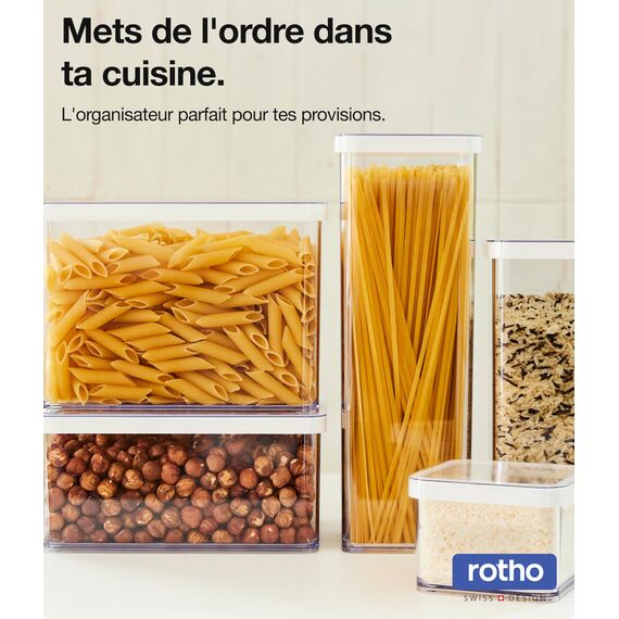 Rotho Loft 3er-Set Vorratsdosen verschiedene Größen, lebensmittelechter Kunststoff (PP) BPA-frei, transparent/weiss, (21.2 x 11.4 x 23.5 cm)