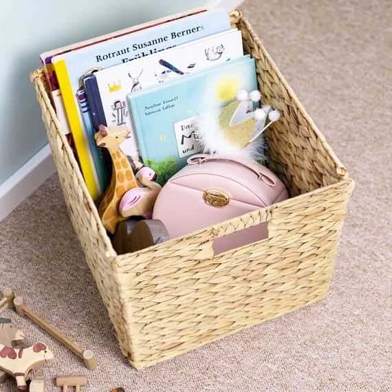 HMF Aufbewahrungskorb, Korb geflochten aus Wasserhyazinthe Seegras | 2er Set | passend für Kallax | 32 x 34,5 x 32 cm