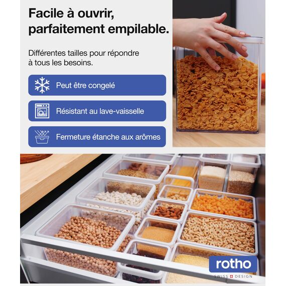Rotho Loft 3er-Set Vorratsdosen verschiedene Größen, lebensmittelechter Kunststoff (PP) BPA-frei, transparent/weiss, (21.2 x 11.4 x 23.5 cm)
