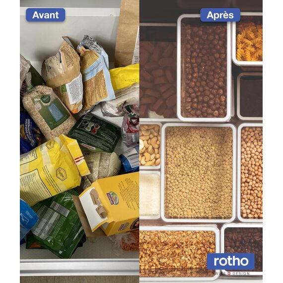 Rotho Loft 3er-Set Vorratsdosen verschiedene Größen, lebensmittelechter Kunststoff (PP) BPA-frei, transparent/weiss, (21.2 x 11.4 x 23.5 cm)