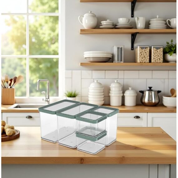 Rotho Loft Set Vorratsdosen 5 tlg. LOFT, Kunststoff (PP) BPA-frei, transparent, (32.3 x 22.3 x 16.6 cm)