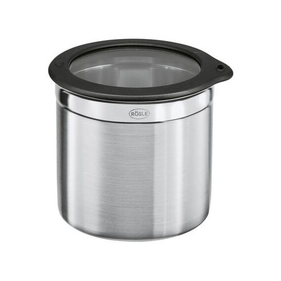 RÖSLE Dose mit Frischhaltedeckel, Hochwertige Dose zum Aufbewahren von Lebensmitteln, hygienisch und geschmacksneutral, Edelstahl 18/10, spülmaschinengeeignet, 8 cm