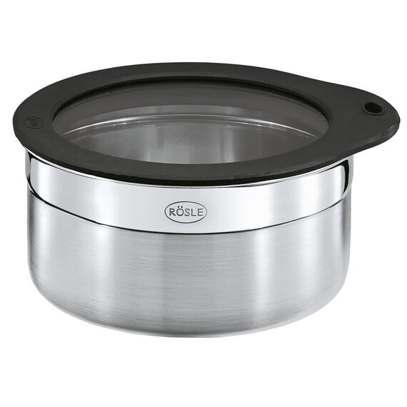 RÖSLE Dose mit Frischhaltedeckel, Hochwertige Dose zum Aufbewahren von Lebensmitteln, hygienisch und geschmacksneutral, Edelstahl 18/10, spülmaschinengeeignet, 12 cm
