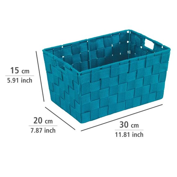 WENKO Aufbewahrungskorb Adria S Petrol - Badkorb Fassungsvermögen: 6.24 l, Polypropylen, 30 x 15 x 20 cm, Petrol
