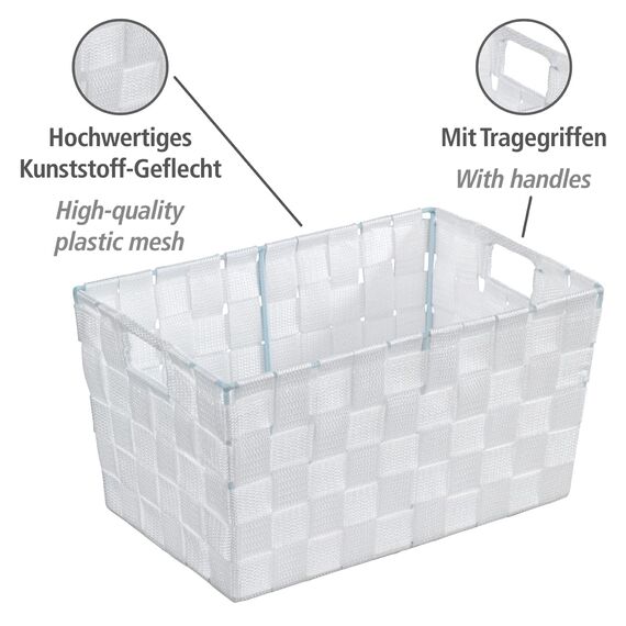 WENKO Aufbewahrungskorb Adria S Weiß - Badkorb Fassungsvermögen: 6.24 l, Polypropylen, 30 x 15 x 20 cm, Weiß