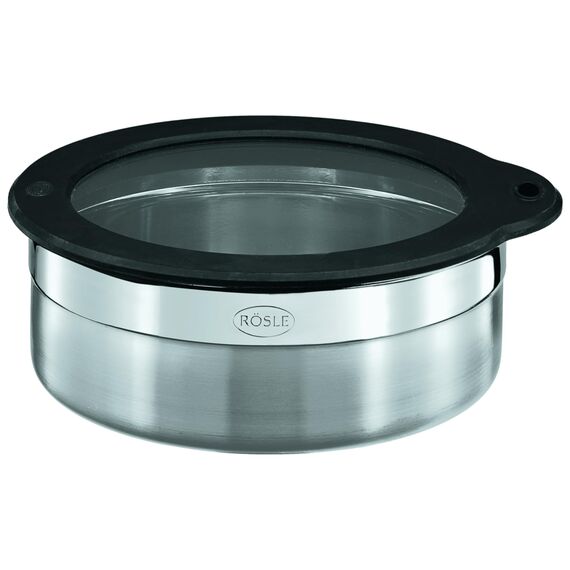 RÖSLE Dose mit Frischhaltedeckel, Hochwertige Dose zum Aufbewahren von Lebensmitteln, hygienisch und geschmacksneutral, Edelstahl 18/10, spülmaschinengeeignet, 16 cm