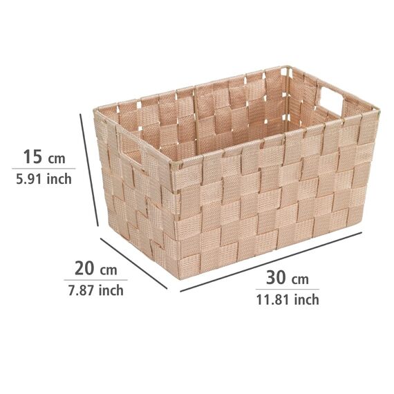 WENKO Aufbewahrungskorb Adria S Beige - Badkorb Fassungsvermögen: 6.24 l, Polypropylen, 30 x 15 x 20 cm, Beige