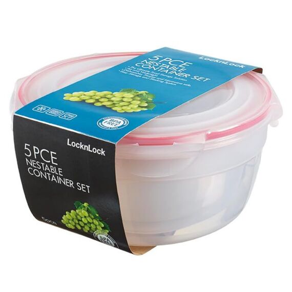 LocknLock PP Classic Vorratsdosen Set 5tlg., 250ml, 480ml, 850ml, 1,4L, 2,1L, Vorratsdosen mit Deckel luftdicht & auslaufsicher, Gefrier-, Spülmaschinen- & Mikrowellengeeignete Meal Prep Boxen