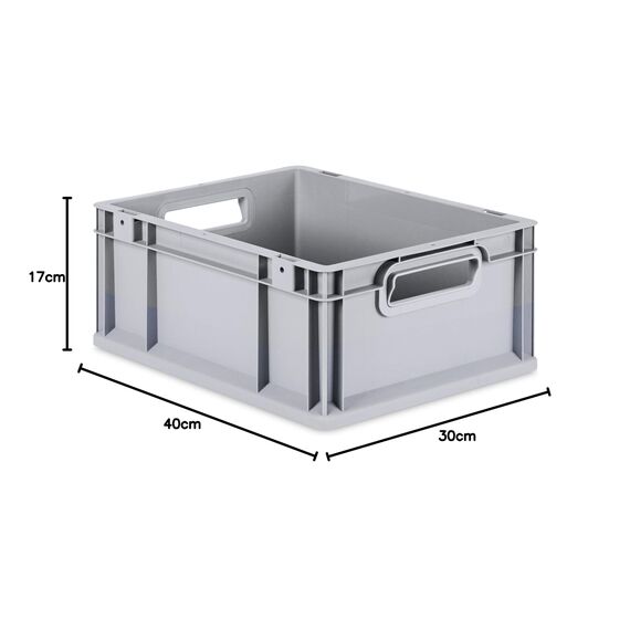 aidB Eurobox NextGen Grip, 400x300x170 mm, Griffe offen, robuste Plastikbox aus Kunststoff mit ergonomischen Griffen, stapelbare Kunststoffkiste, ideal für die Industrie, 1St.