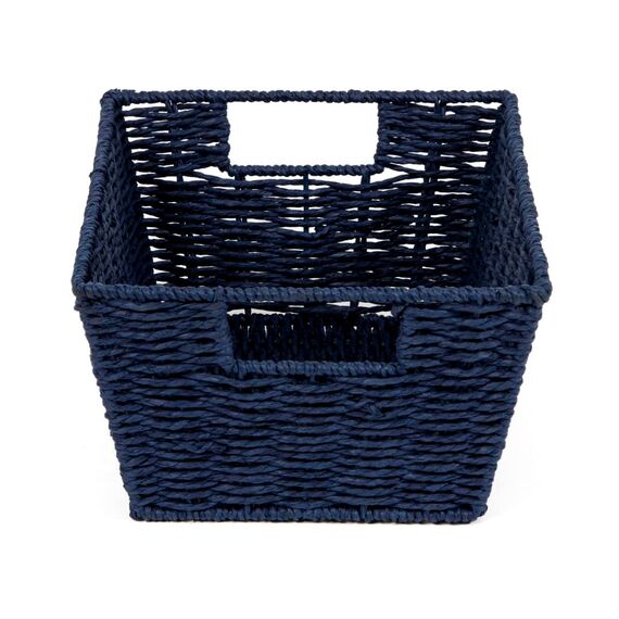 Compactor - Rechteckiger Aufbewahrungskorb aus geflochtenem Papier in Dunkelblau - Deko-Korb für Schlafzimmer oder Bad - Ideal zur Organisation von Wäsche, Spielzeug, Accessoires