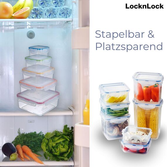 LocknLock PP Classic Vorratsdosen Set 5tlg., 180 ml, 410 ml, 750 ml, 1,2 L, 2 L, Vorratsdosen mit Deckel luftdicht & auslaufsicher, Gefrier-, Spülmaschinen- & Mikrowellengeeignete Meal Prep Boxen