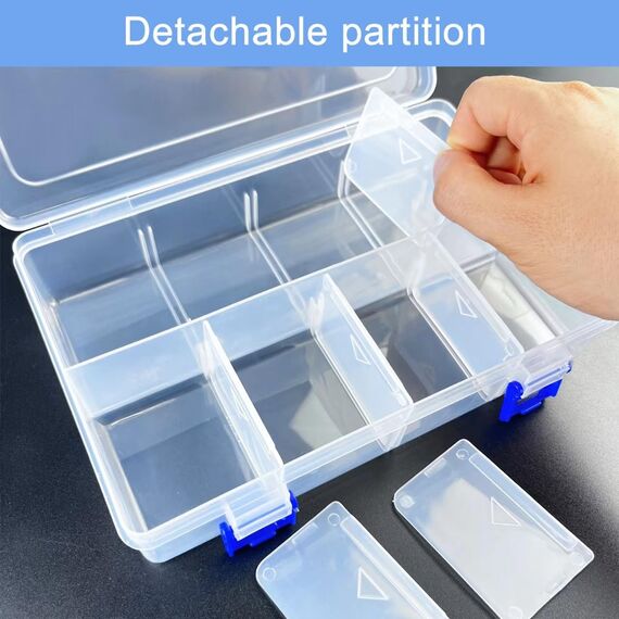 Gentpovth Universelle Sortierboxen, 2 Stück 8 Gitter Praktische Aufbewahrungsbox mit Deckel, Kleinteile Organizer, mit Verstellbaren Fächern, für Perlen, Plastic Saatgut, Schrauben und Schmuck