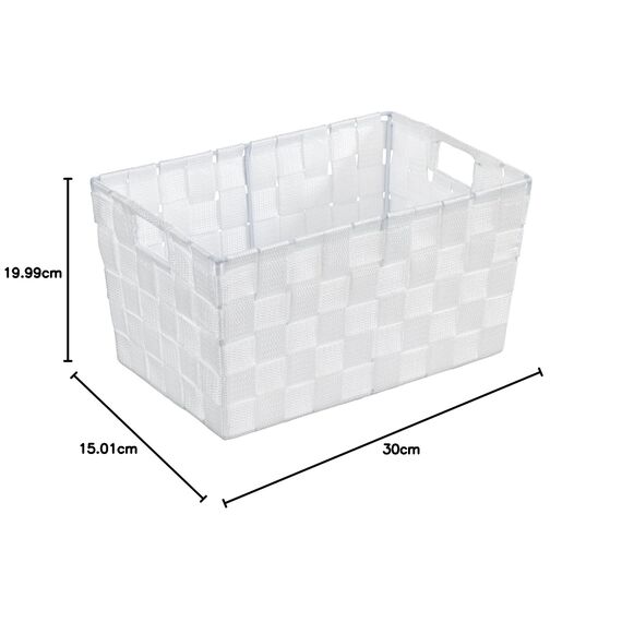 WENKO Aufbewahrungskorb Adria S Weiß - Badkorb Fassungsvermögen: 6.24 l, Polypropylen, 30 x 15 x 20 cm, Weiß