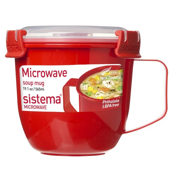 Sistema Microwave Suppentasse, klein | mikrowellengeeignete Frischhaltedose | 565 ml | BPA-frei | rotn