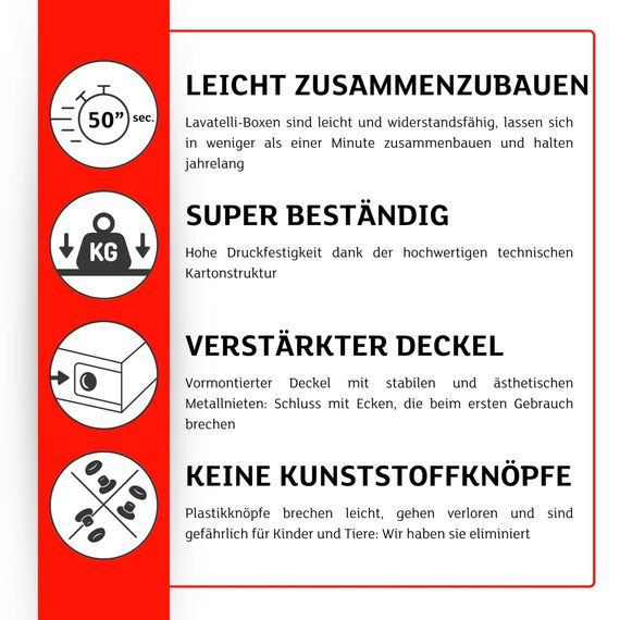 Lavatelli GROSS Karte Aufbewahrungsbox aus Karton, Geschenk kiste aus pappe, mit Deckel, Cardboard, MARCO POLO, 1 cm, BIG