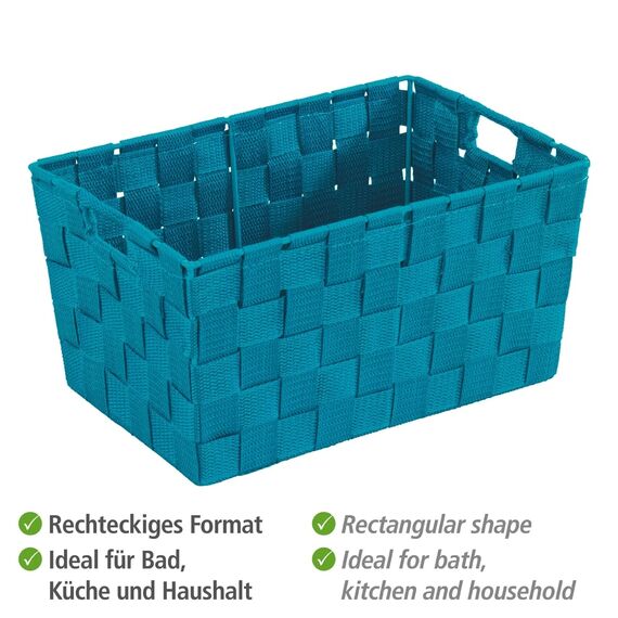 WENKO Aufbewahrungskorb Adria S Petrol - Badkorb Fassungsvermögen: 6.24 l, Polypropylen, 30 x 15 x 20 cm, Petrol