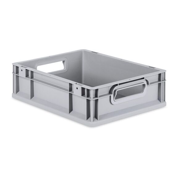 aidB Eurobox NextGen Grip, 400x300x120 mm, Griffe offen, robuste Plastikbox aus Kunststoff mit ergonomischen Griffen, stapelbare Kunststoffkiste, ideal für die Industrie, 1St.