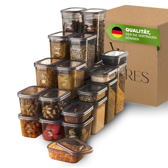 Viwares luftdichte Vorratsdosen mit Deckel | 25er Vorratsbehälter Set | BPA-FREI | Zur Müsli Mehl und Zucker Aufbewahrung | Praktische Aufbewahrungsbox Küche für alle Lebensmittel