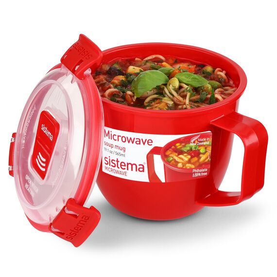 Sistema Microwave Suppentasse, klein | mikrowellengeeignete Frischhaltedose | 565 ml | BPA-frei | rotn