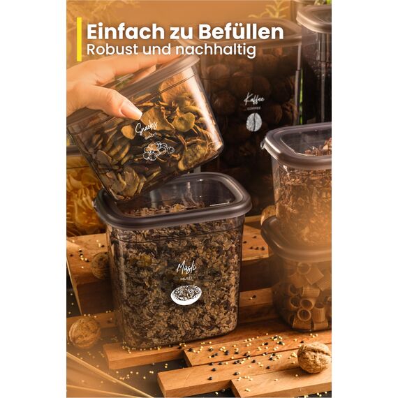 Viwares luftdichte Vorratsdosen mit Deckel | 12er Vorratsbehälter Set | BPA-FREI | Zur Müsli Mehl und Zucker Aufbewahrung | Praktische Aufbewahrungsbox Küche für alle Lebensmittel