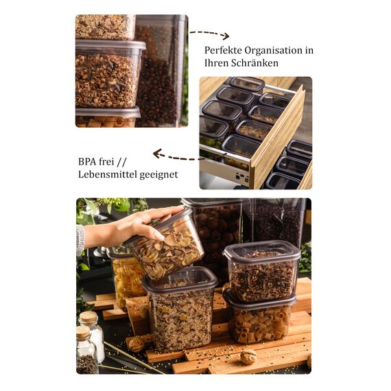 Viwares luftdichte Vorratsdosen mit Deckel | 12er Vorratsbehälter Set | BPA-FREI | Zur Müsli Mehl und Zucker Aufbewahrung | Praktische Aufbewahrungsbox Küche für alle Lebensmittel