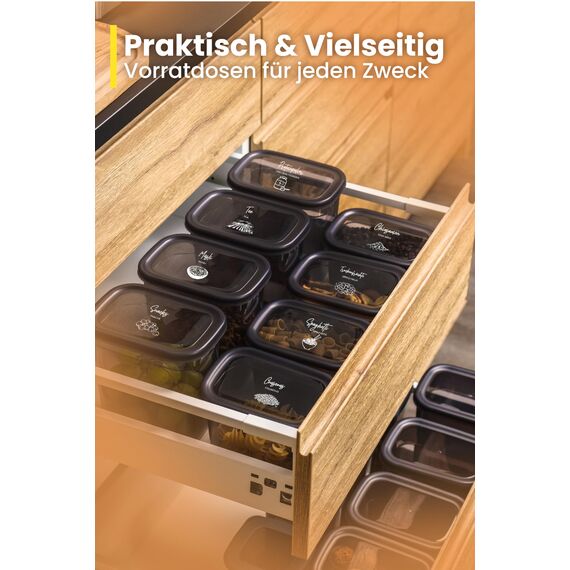 Viwares luftdichte Vorratsdosen mit Deckel | 12er Vorratsbehälter Set | BPA-FREI | Zur Müsli Mehl und Zucker Aufbewahrung | Praktische Aufbewahrungsbox Küche für alle Lebensmittel