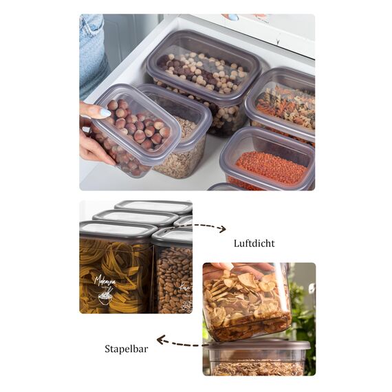 Viwares luftdichte Vorratsdosen mit Deckel | 12er Vorratsbehälter Set | BPA-FREI | Zur Müsli Mehl und Zucker Aufbewahrung | Praktische Aufbewahrungsbox Küche für alle Lebensmittel