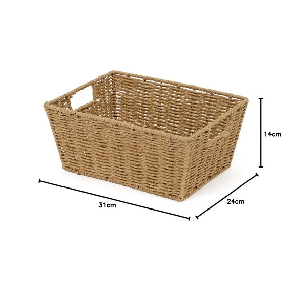 Compactor RAN6542 handgefertigter Korb aus Papier, rechteckig, helles Holz, 31 x 24 x Höhe 14 cm